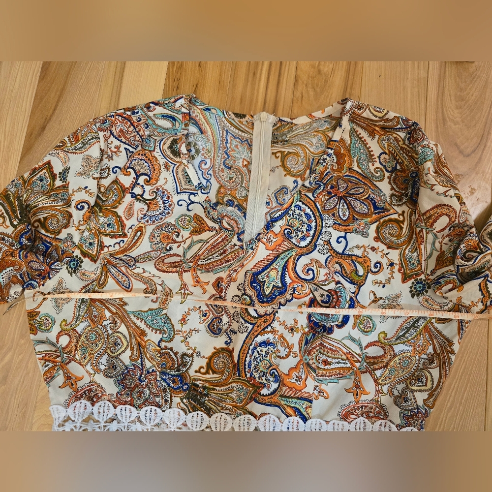 Paisley Long Sleeve Dress with Lace Detail, L - Picture 16 of 16